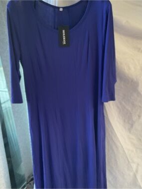 MOLERANI Royal Blue Scoop Neck Midi Dress with Tag
